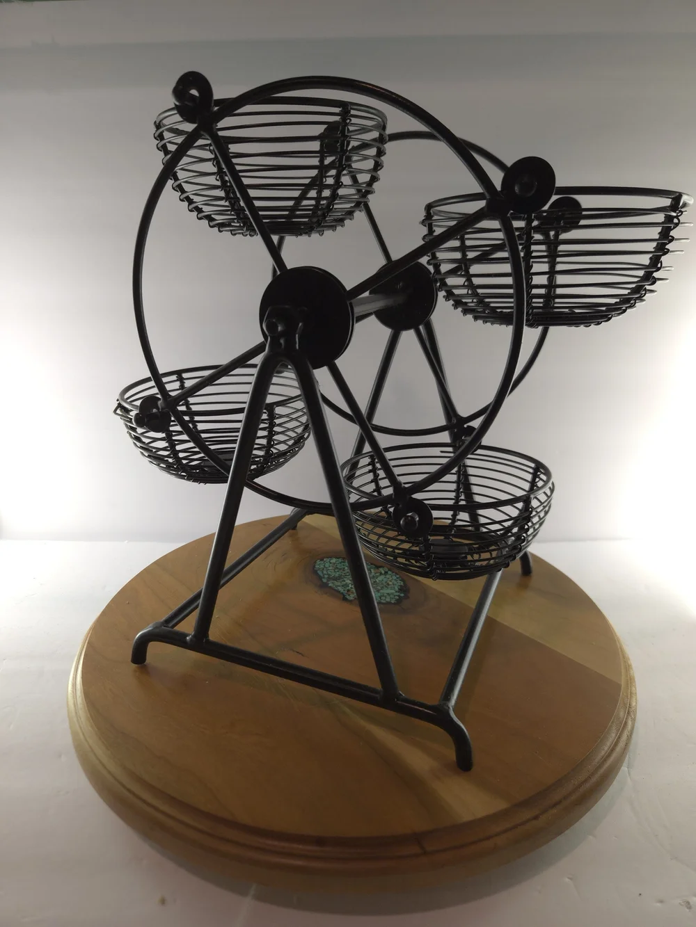 Black Metal Ferris Wheel Basket Decorative Stand, Candy/Condiment Server